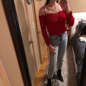 Red long sleeve top